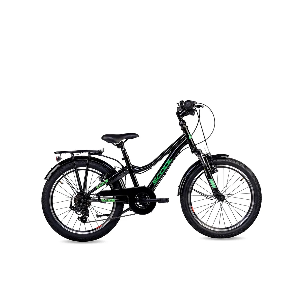 Vélo enfant 20 pouces S’COOL troX 6 vitesses noir et vert fluo 6-10 ans