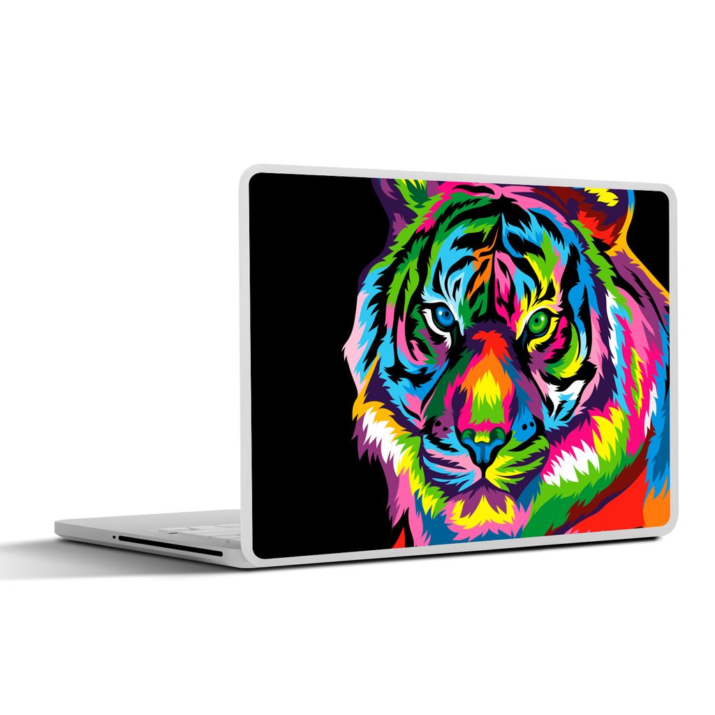 MuchoWow Laptop Aufkleber Sticker Cover Tiger - Kopf - Regenbogen 40x30 cm - Laptop Dekoration - Selbstklebend