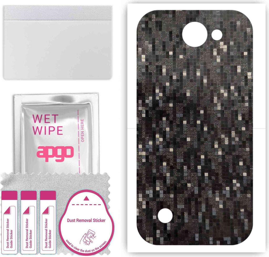 apgo Rückseite Schutzfolie, Skin, kompatibel mit LG K3, Hinten Displayschutzfolie aus Vinylfolie, kratzfest, einfache Montage - Carbon Black Pixel