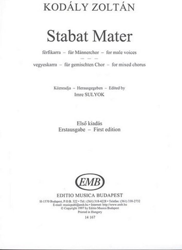 Stabat Mater für Männerchor a cappella Partitur