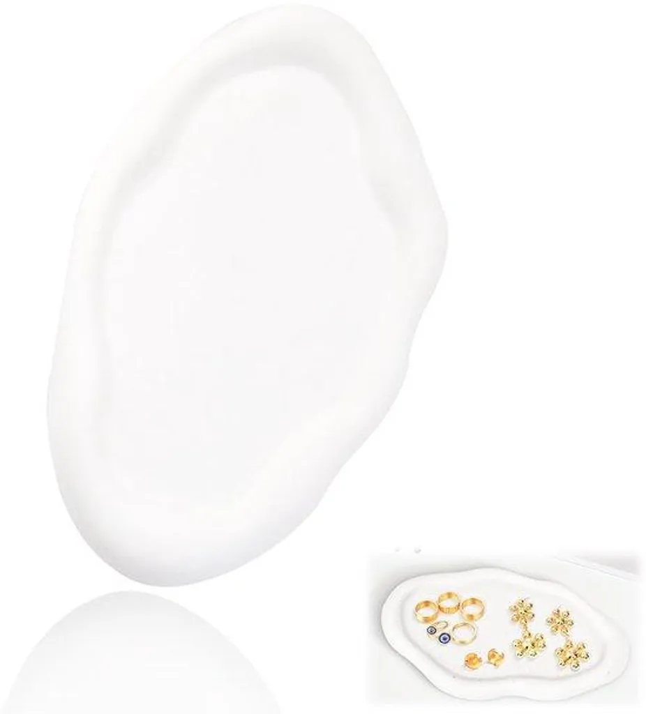 Petite coupelle à bijoux blanche porte-bagues et colliers élégante 12cm