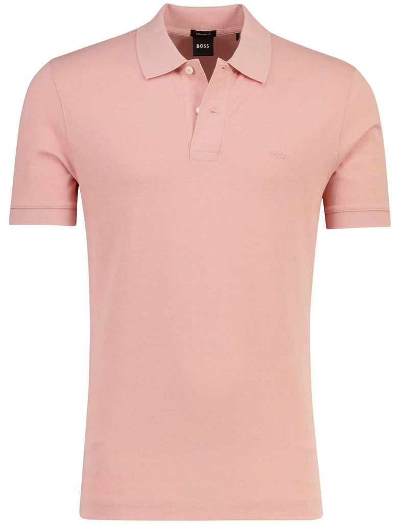 Poloshirt Boss Black Pallas Piqué rosa Baumwolle 2-Knopf