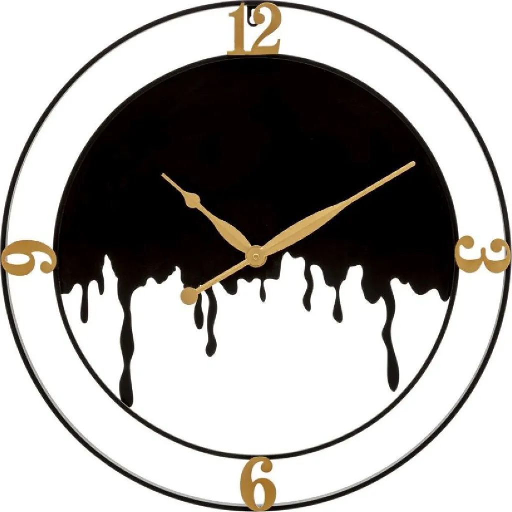 Grande Horloge Murale Spritzer 66cm en Métal Noir et Doré Mauro Ferretti