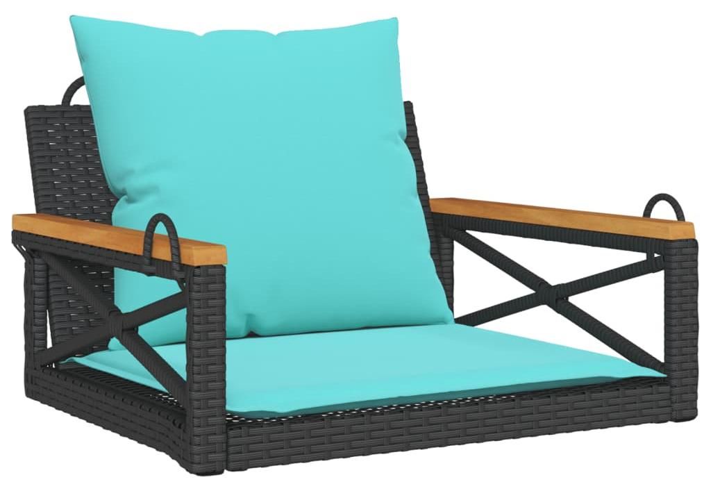 vidaXL Hängesessel mit Kissen Schwarz 63x62x40 cm Poly Rattan