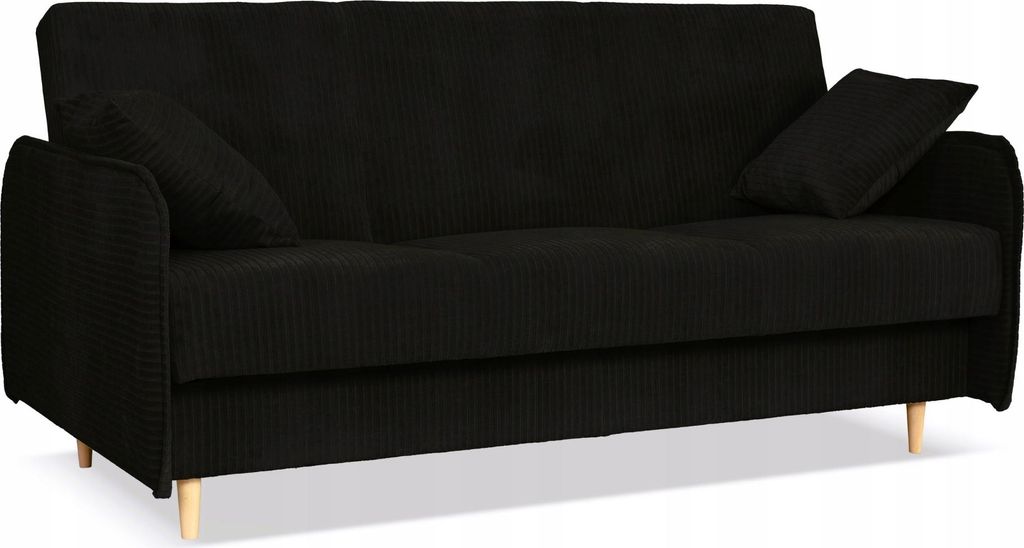 Family Meble Couch Alvo Schlafsofa Schlafcouch mit Bettkasten Freistehendes Lounge Sofa Bequem zum Entspannen Wohnzimmer Wartezimmer Schwarz