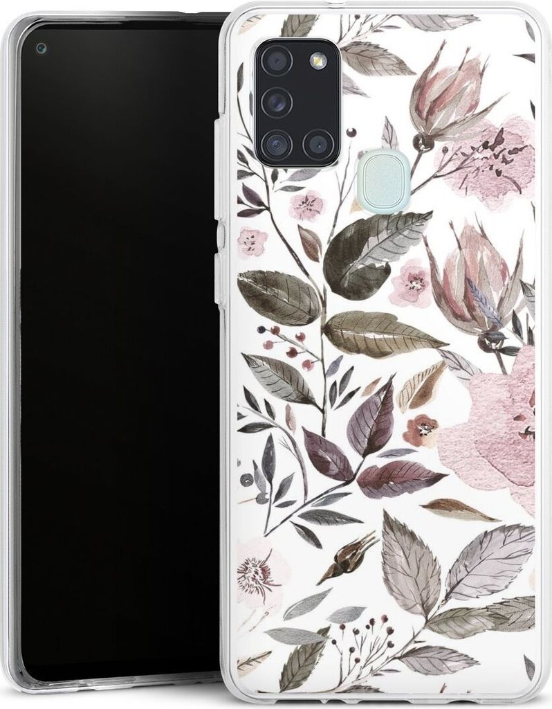 DeinDesign Handyhülle für Samsung Galaxy A21s Silikon Hülle Case Smartphone Schutzhülle Blumen Pastell Wasserfarbe
