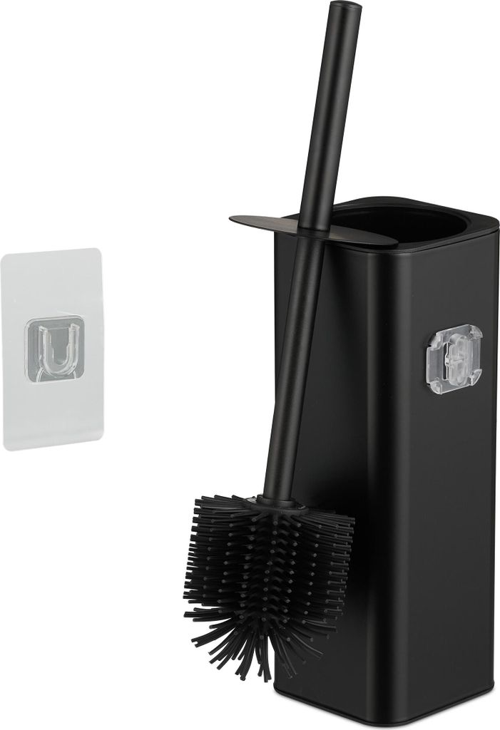 Relaxdays Toilettenbürste Wandmontage, zum Kleben, HxBxT: Produktbild 