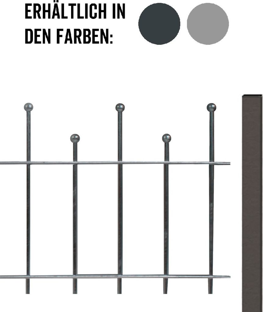 Albers Zaun-Anbauset für Zaunsystem Madrid, Höhe 98,5 cm, Länge 2 m, anthrazit-metallic, zum Einbetonieren