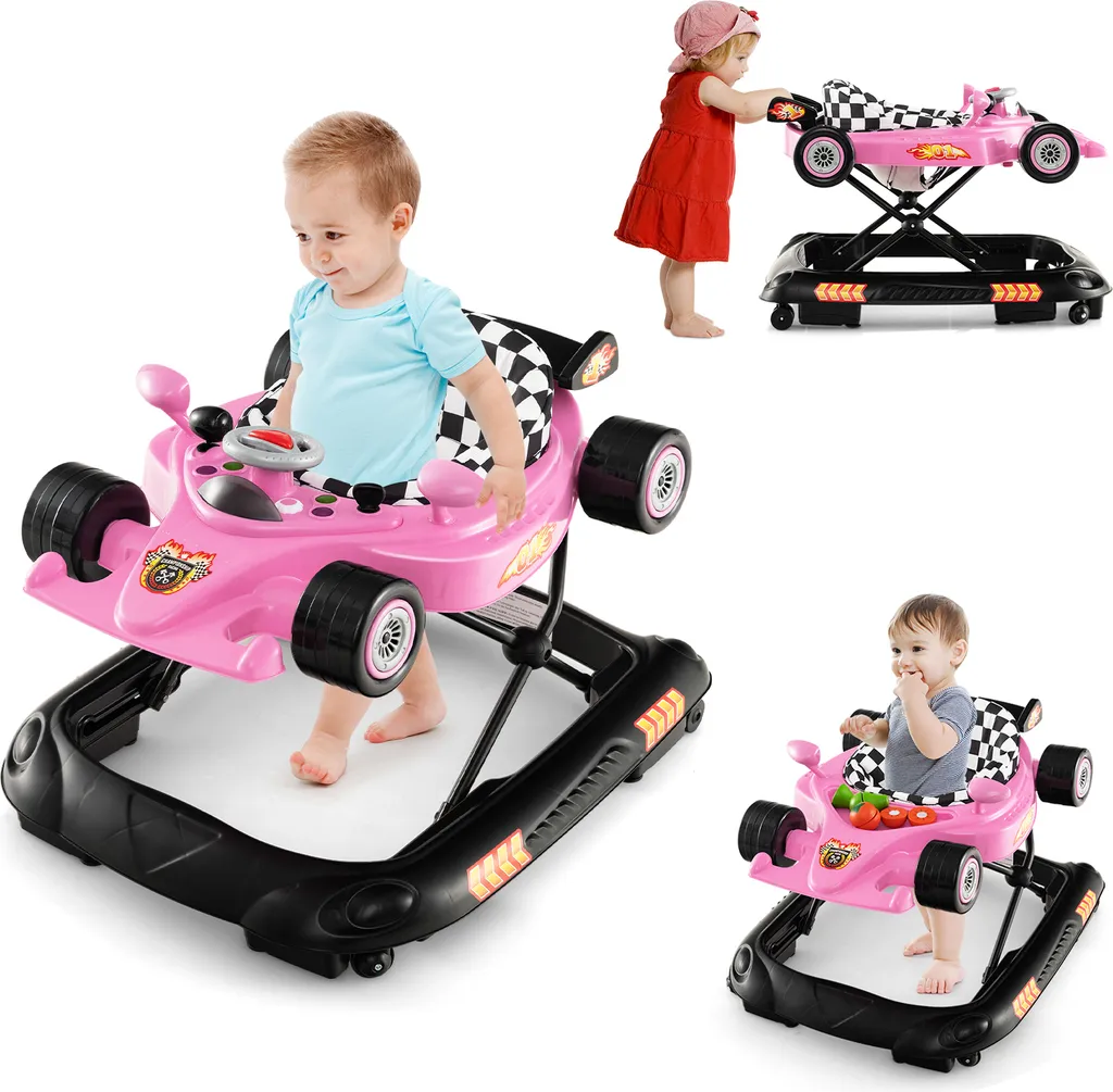 Aide à la Marche Bébé 4 en 1 pour Apprendre à Marcher en S'amusant - Design Rose