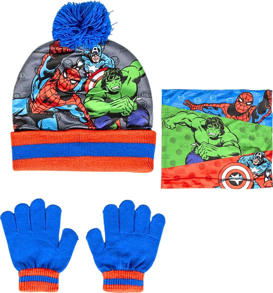 3-tlg. Winter Set: Avengers Mütze, Schal & Handschuhe