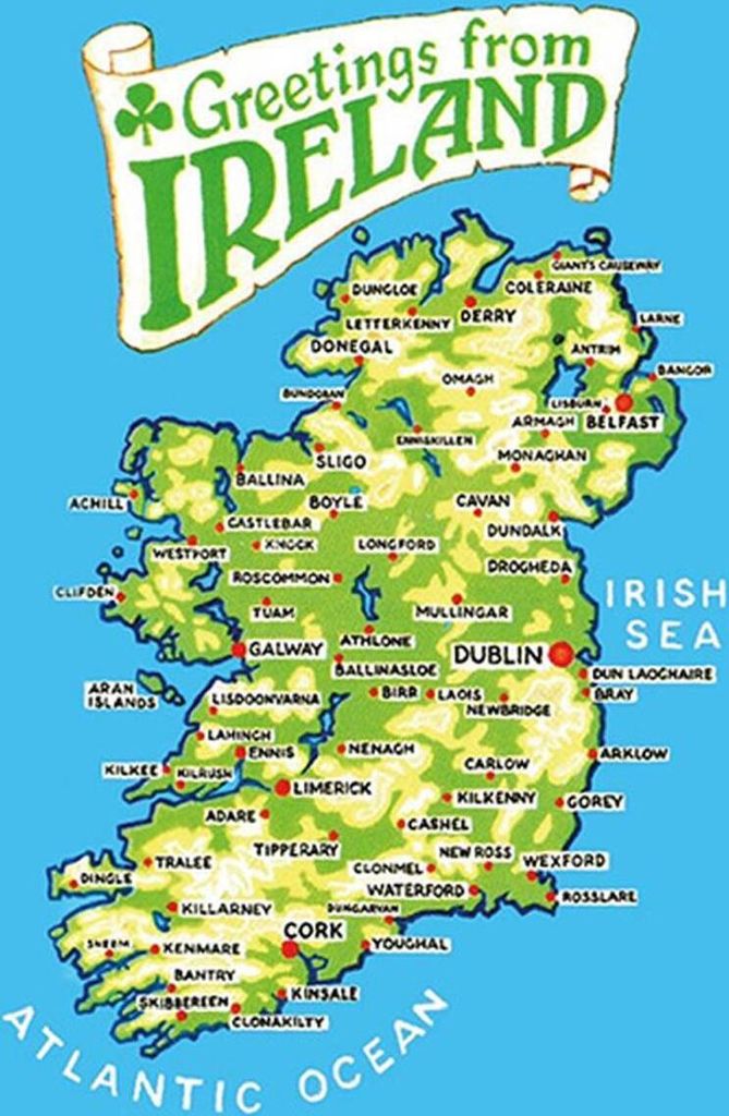 vianmo Holzschild 30x20 cm Greetings from Ireland Landkarte