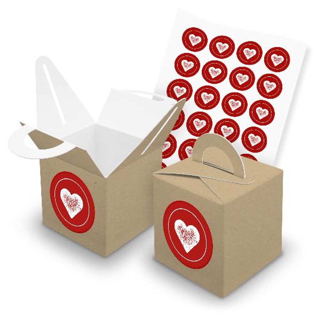 itenga SET 24x Würfelboxen mit Griff Braun (V43) + Motivsticker (M37)