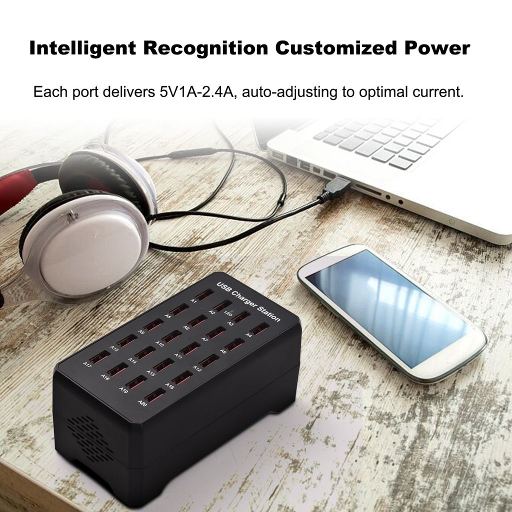 Caricatore USB, Stazione Di Ricarica USB Desktop Da 20 - Foto 7