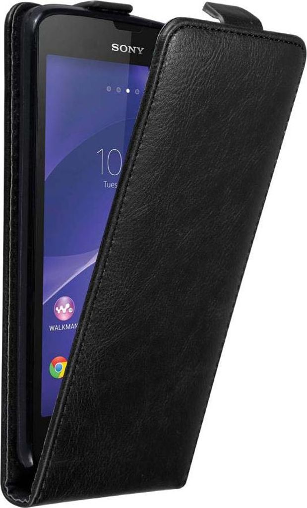Cadorabo Hülle für Sony Xperia T3 Schutz Hülle in Schwarz Flip Etui Handyhülle Case Cover