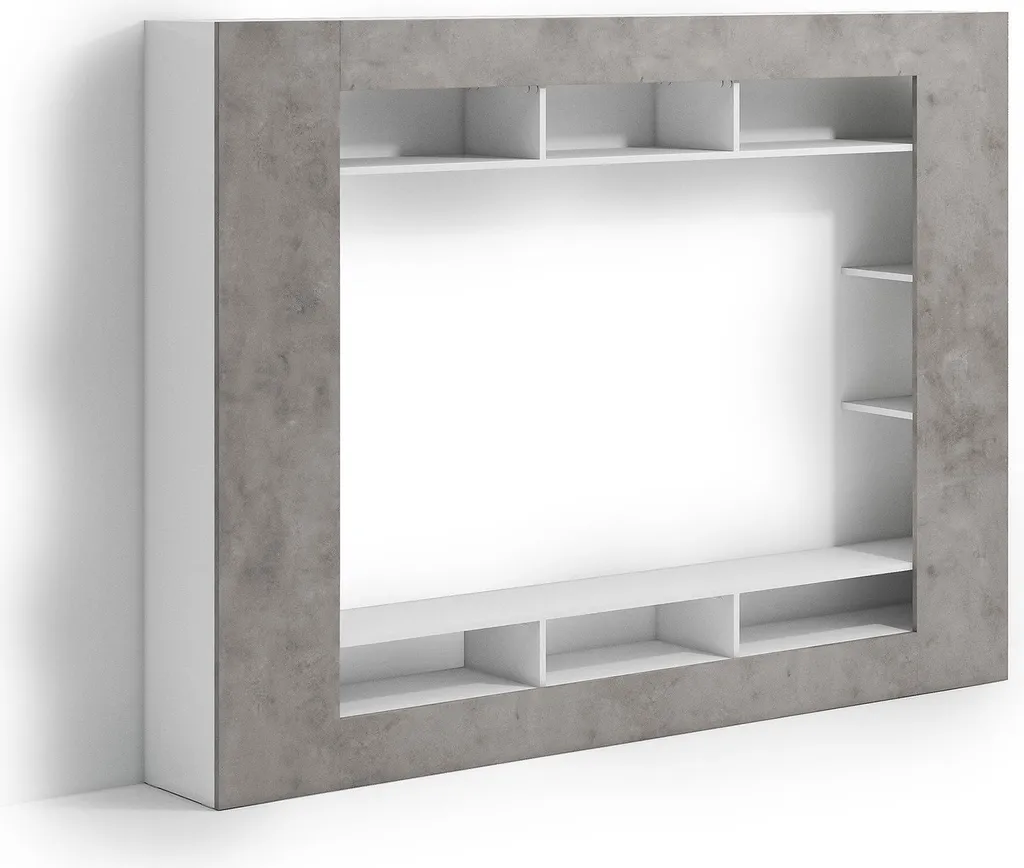 Gagnez de l'Espace avec le Meuble Mural Sadali Gris Ciment 7 Étagères Pro