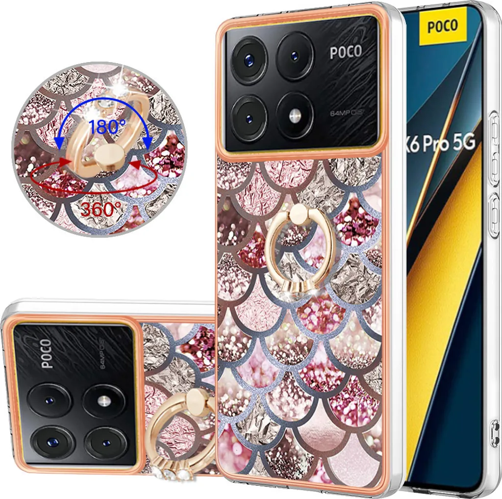 Custodia Xiaomi Poco X6 Pro / Redmi K70E Silicone TPU Anello Caffè