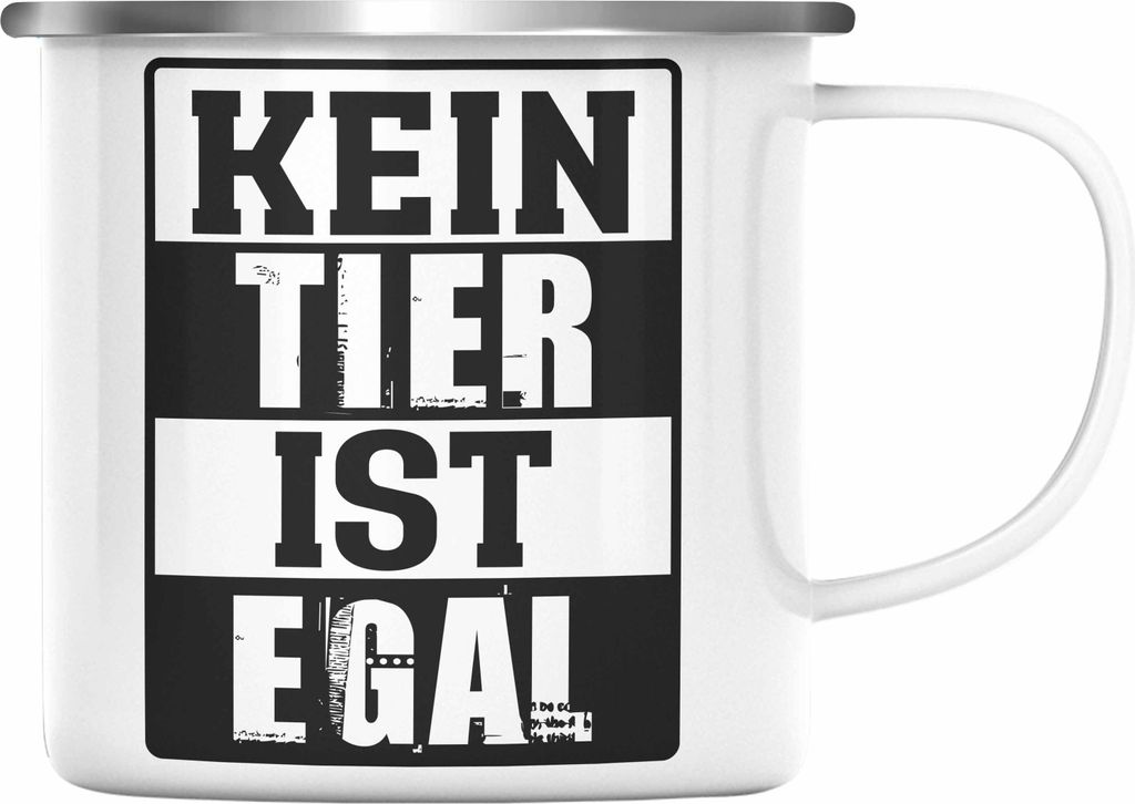 Trendation - Veganer Geschenk Lustige Emaille Tasse Vegetarier Geschenkidee Emaille Tasse Lustig für Geschenkset und Geschenkbox Kein Tier Ist Ega...