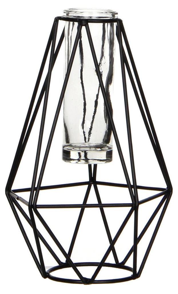 Mica Decorations Vase - schwarzes Metall mit Glas - 11 x 10 Produktbild 
