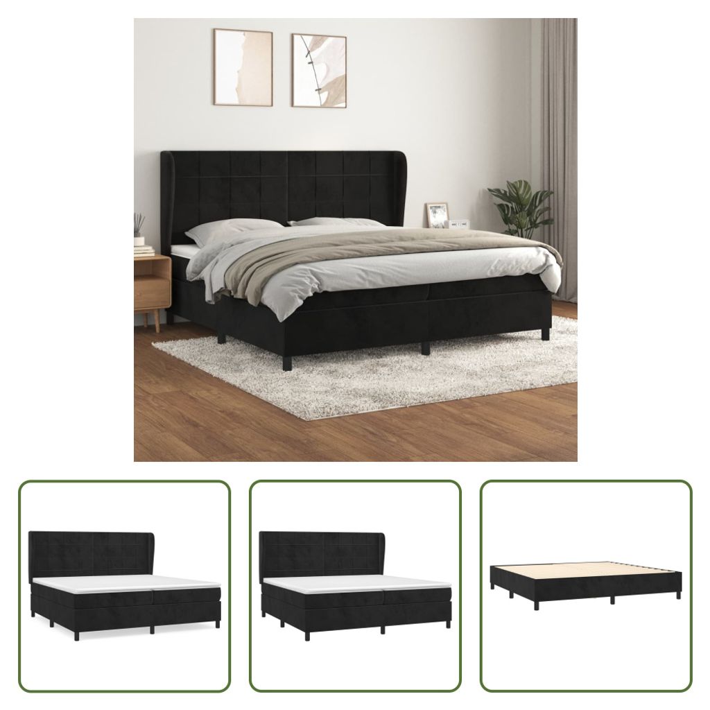The Living Store Boxspringbett mit Matratze Schwarz 200x200 cm Samt