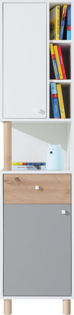 Masseno Buchregal SANNIO für Wohnzimmer Büro oder Lesezimmer 45x40x190 cm, Grau