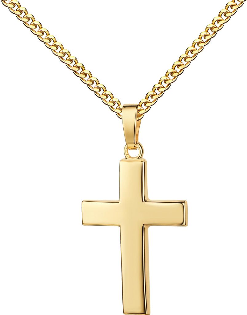 Kreuz Anhänger 14 Karat FÜR Damen und Herren aus Gold 585. Mit Kette 60 cm