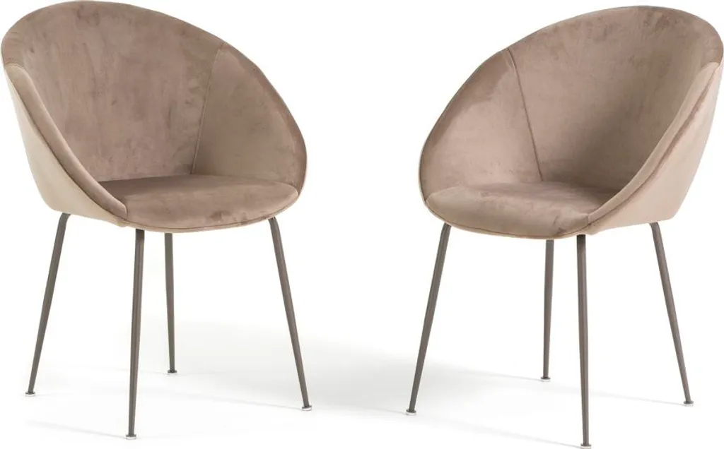 Chaises de salle à manger IRIS en tissu rembourré gris tourterelle x2