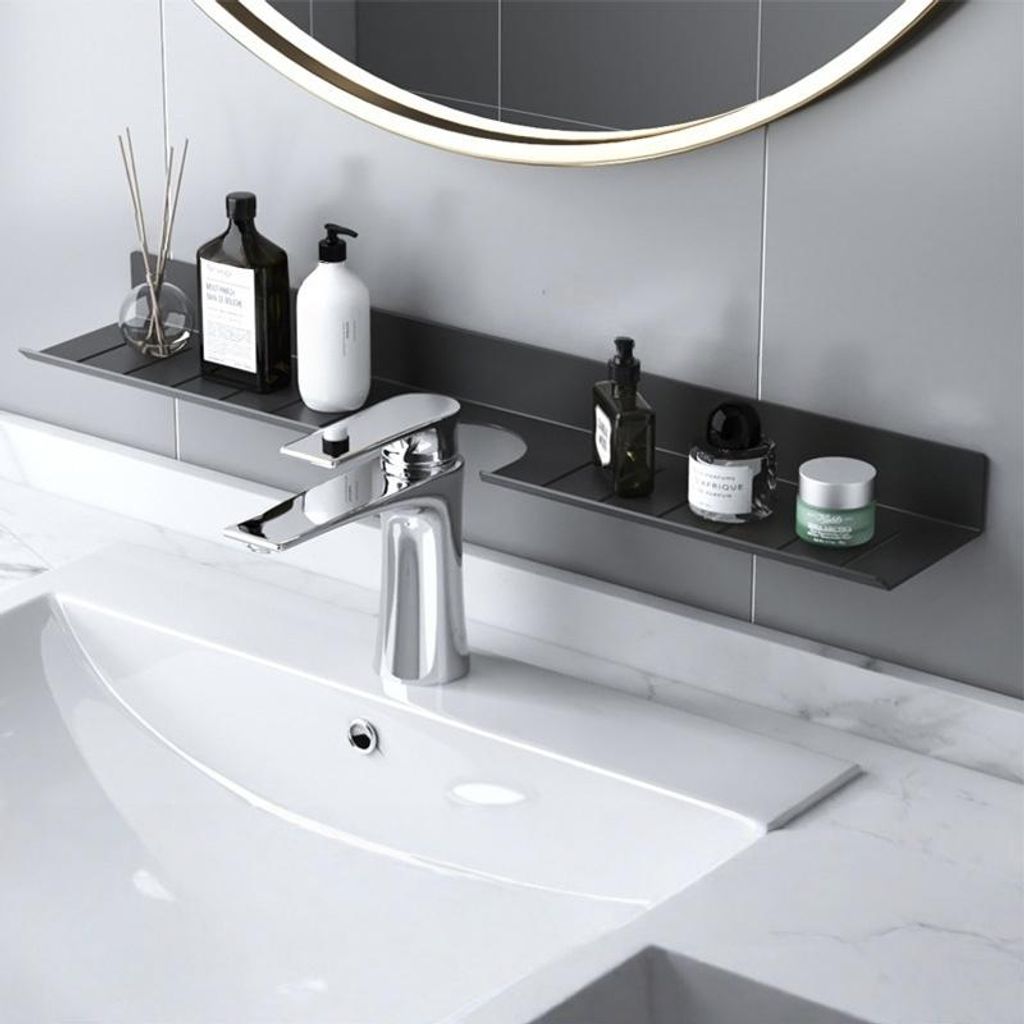 Bohrfreie Ablage, Aluminiumlegierung, U-förmiges breites Design, Hohe Tragkraft wasserdicht rostfrei, Belüfteter Boden, Schwarz, 70cm