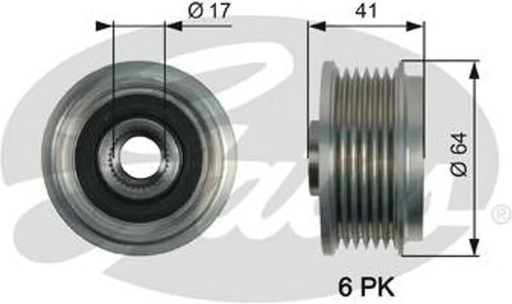 Poulie débrayable alternateur Gates OAP7161 OE 1204290 pour Astra J