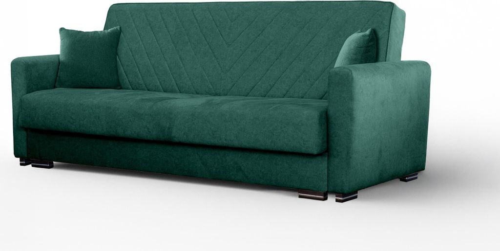 BETTSO Grünes VERA Sofa mit Schlaffunktion und Schlafsofa-Maschine für das Wohnzimmer