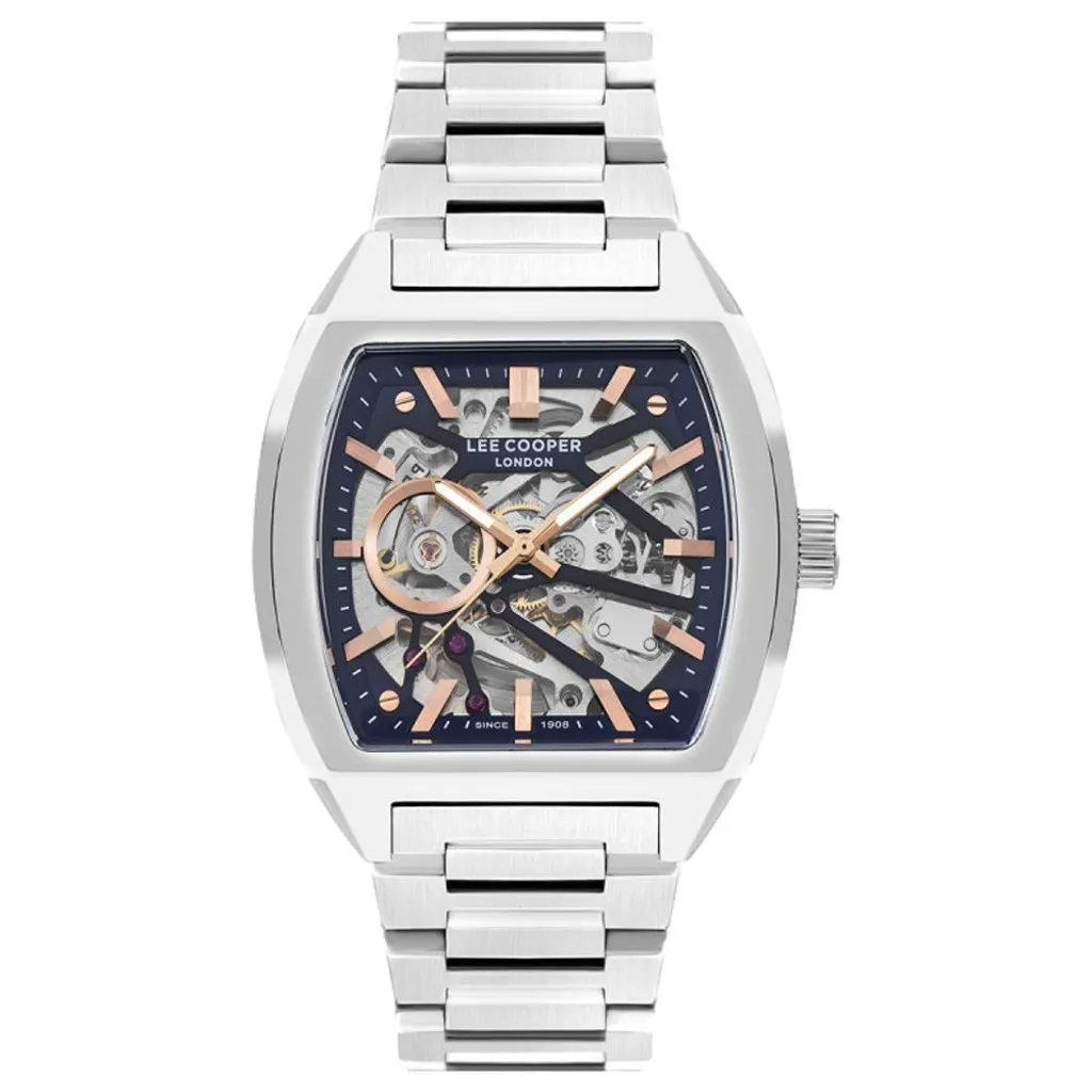 Montre Squelette Automatique Lee Cooper Morgan Homme Acier Argenté