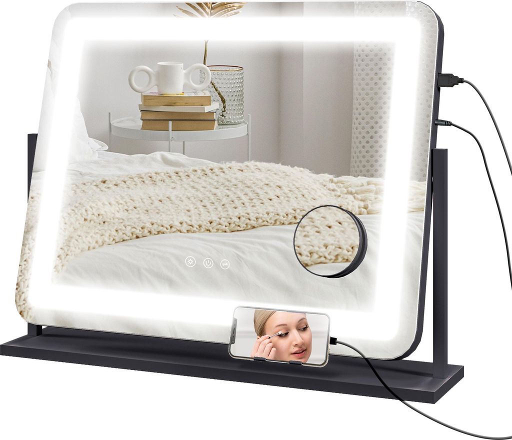 HOMCOM Miroir Lumineux LED intensité miroir de maquillage 3 Image du produit 