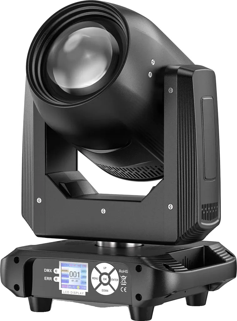 Spot de scène LED RGB pilotable DMX pour éclairage événementiel noir