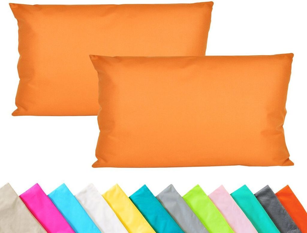 JACK 2er Set Outdoor Kissenhülle Kissenbezug 30x50cm Wasserfest Sitzkissen Lounge Kissen Garten Stuhl Lotus Effekt, Farbe:Orange