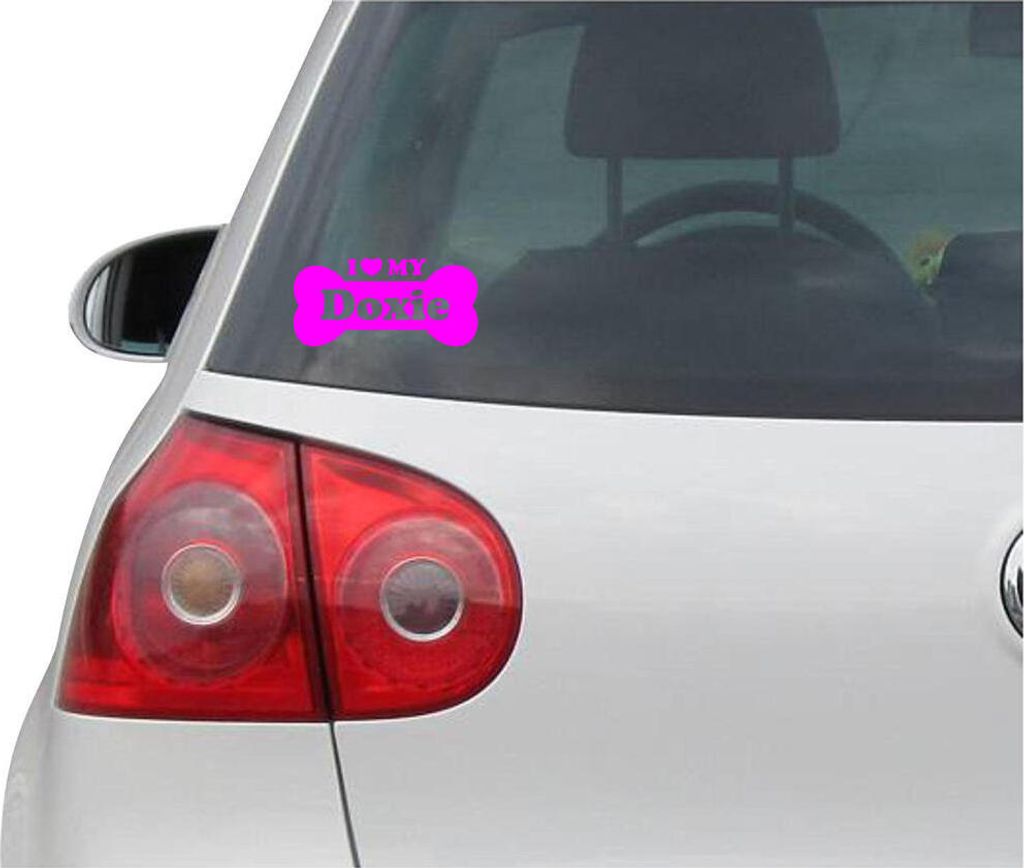 Aufkleber / Autoaufkleber - JDM - Die cut - I Love My Doxie Decal Auto Laptop Fenster - Folie Sticker - pink - 149mmx71mm