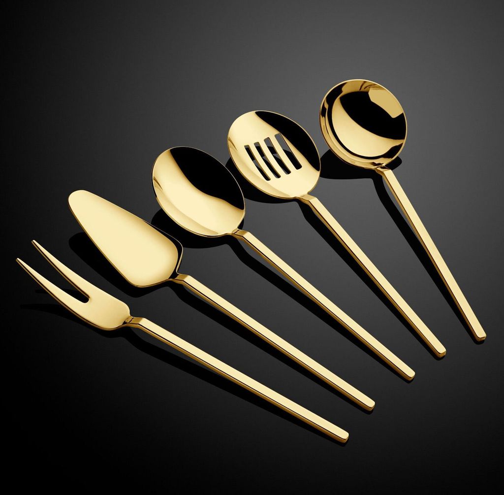 Hermia Concept, Carre - Gold, Besteckset (5-teilig), Gold, 100 % EDELSTAHL, 22 cm