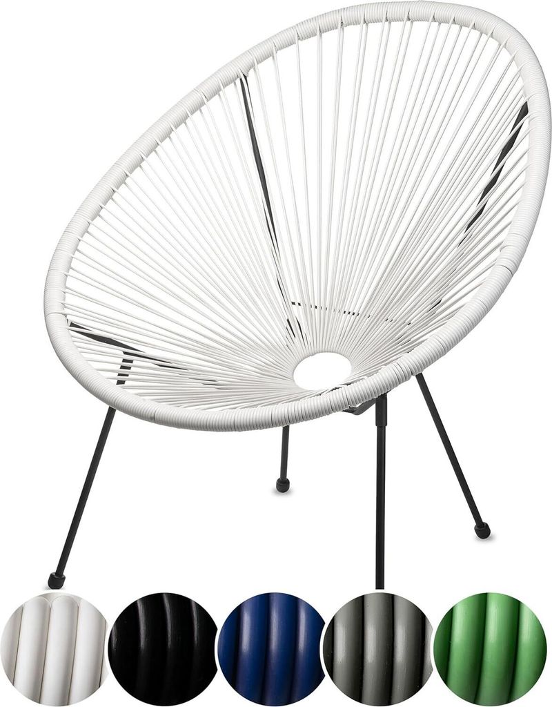 sunnypillow Acapulco Gartenstuhl | gemütlicher Loungesessel für Wohnzimmer, Terrasse, Garten, Balkon Sessel Stuhl | Weiß