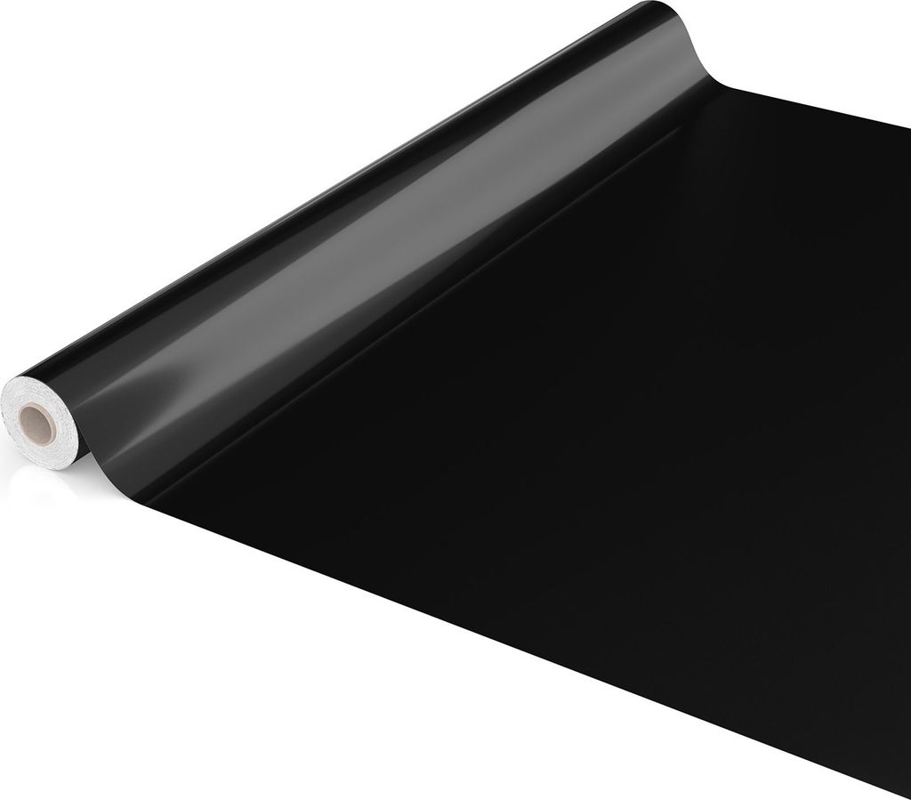 Tischdecke Wachstuch PVC abwaschbar Einfarbig Schwarz 500x140cm Schnittkante