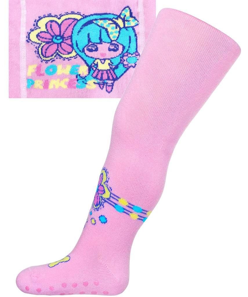 Neu Baby Baumwollstrumpfhose mit ABS Light Pink Flower Princess, Gr. 104 (3-4r)