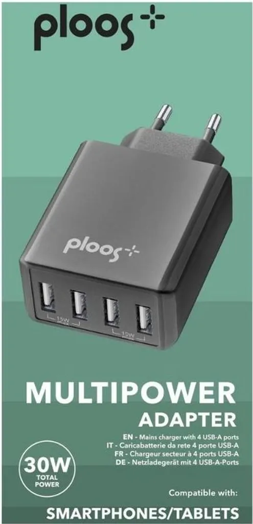 Adaptateur Ploos Multipower 4 ports USB 30W pour charge rapide efficace