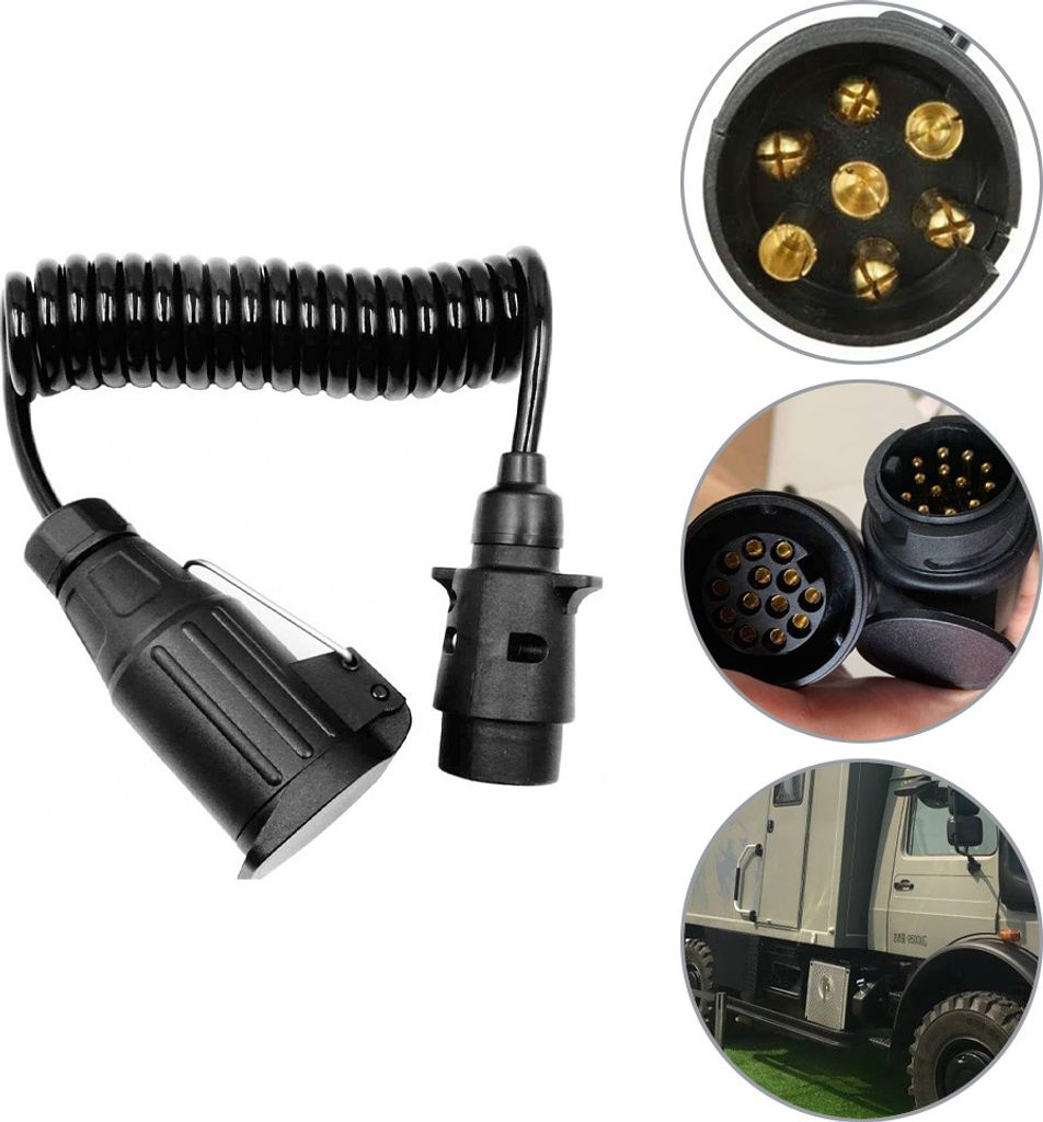7 auf 13 Pin Anhänger 1.8M Anhängerkabel Verlängerungskabel Spiralkabel Adapter Kupplung Stecker