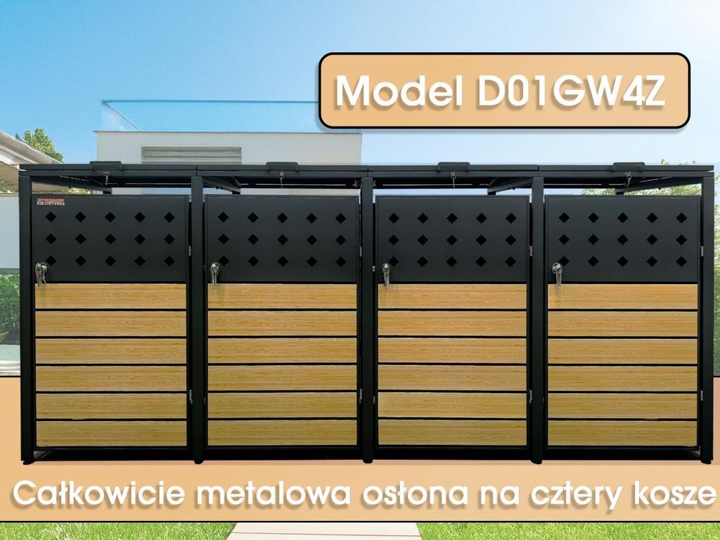 Mülltonnenunterstand D01GW4Z, für 4 Mülltonnen mit zwei Produktbild 