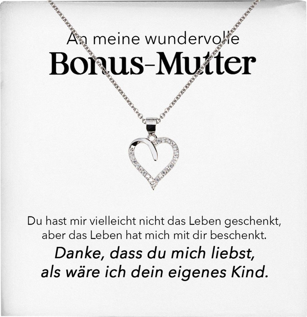 22Feels Wundervolle Bonus Mutter Stiefmama Geschenk Herz Halskette Stiefmutter Muttertag Frauen mit Karte Geburtstag Weihnachten Stiefeltern Mama P...