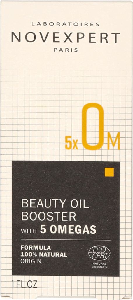 A product box for a beauty oil booster.