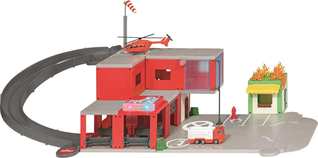 Caserne de pompiers jouet SIKU World avec véhicules de secours intégrés