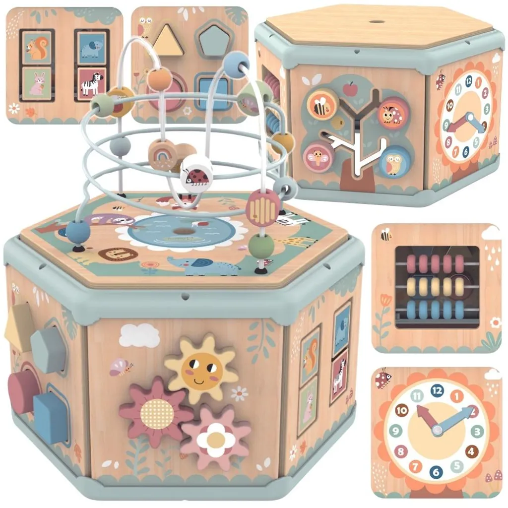 Boîte d'ouverture hexagonale Tooky Toy en bois Montessori pour enfant
