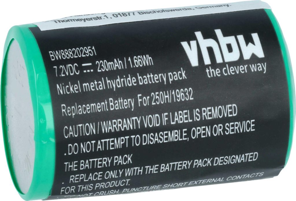 vhbw Akku Ersatz für Servox 19632 für Medizintechnik (230 mAh, 7,2 V, NiMH)