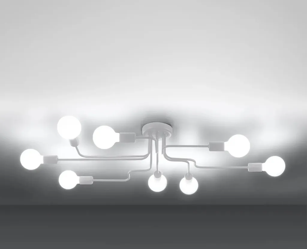Lustre en acier blanc VECTOR 8 avec 8 douilles E27 Sollux Lighting - 12