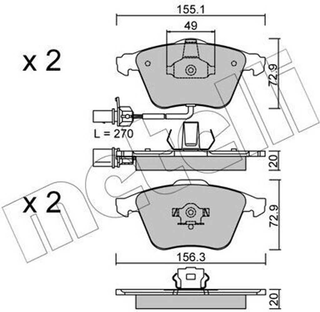 METELLI Bremsbeläge Satz Vorne Bremsklötze für AUDI A6 Avant (4F5, C6) 22-0549-1