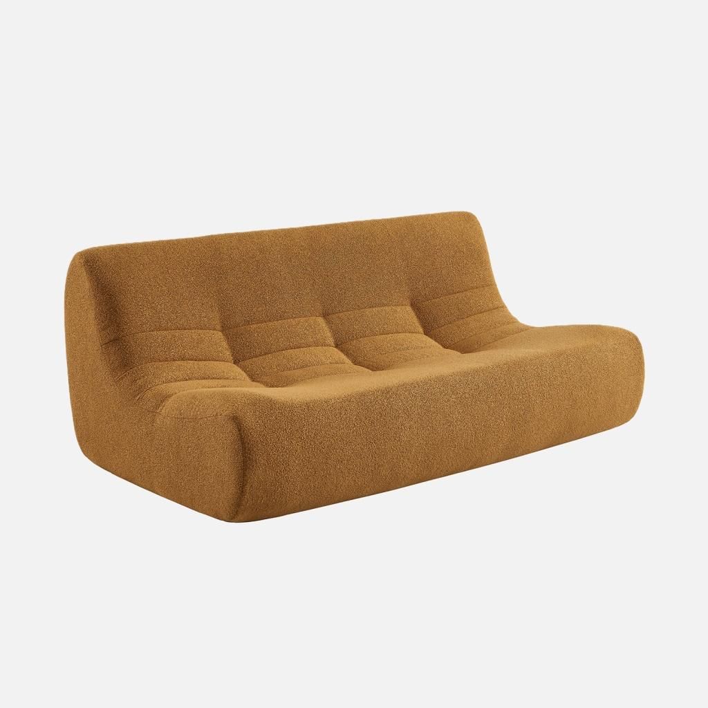 sweeek - 3-Sitzer Sofa mit strukturiertem Bouclé-Bezug - Senfgelb