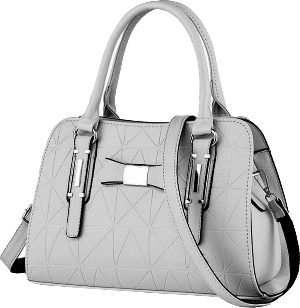 OKWISH Handtaschen, Damen Handtasche mit Schleife, Große Kapazität Schultertasche, Modische Prägung, Tote Bag, Kunstleder, Alltag, Büro & Shopp...